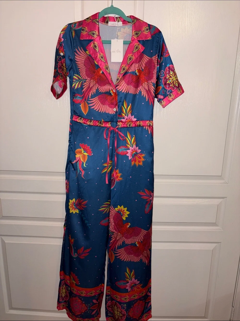 ENDLESS MOON TROPICAL BIRD RESORT JUMPSUIT size S